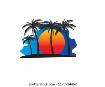 Sunset vector art & illustration logo