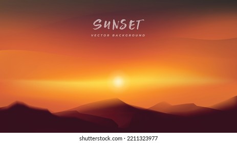 sunset vector background landscape bg mountains sun sky red yellow orange