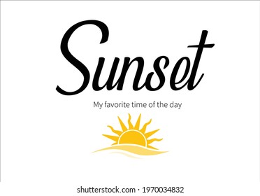 sunset vector design art hand drawn sun summer love celestial vintage retro sun