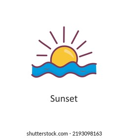 Sunset vector Filled Outline Icon Design illustration. Nature Symbol on White background EPS 10 File