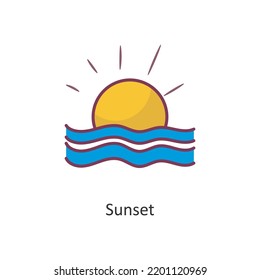 Sunset vector filled outline Icon Design illustration. Holiday Symbol on White background EPS 10 File