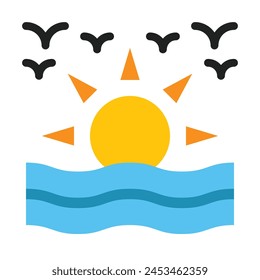 Sunset Vector Flat Icon Design