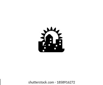 Sunset vector icon. Isolated sunset illustration