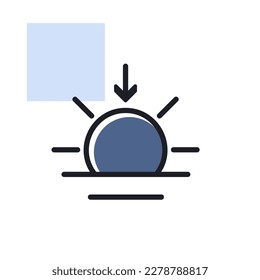 Sunset vector icon. Meteorology sign. Graph symbol for travel, tourism and weather web site and apps design, logo, app, UI