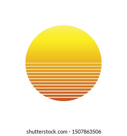 sunset vector icon in retro 80s  style.