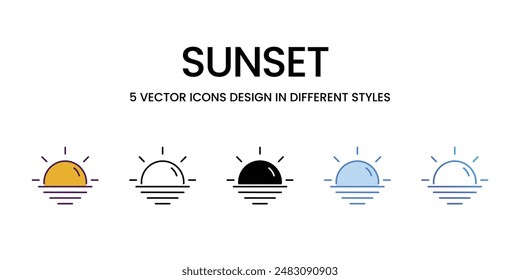 Sunset vector icons set stock illustration