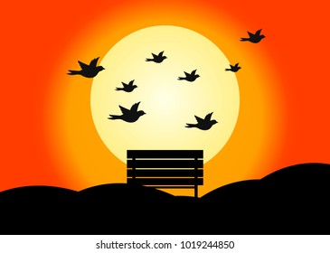 Sunset vector illustration EPS10. Sunset background.