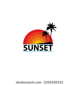 sunset vector illustration for an icon,symbol or logo. sunset logo template. beach logo
