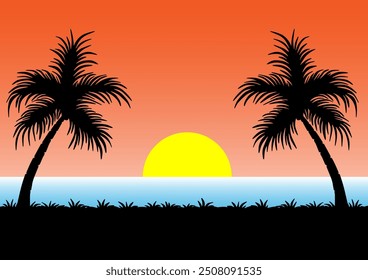 sunset vector illustration isolated on white background