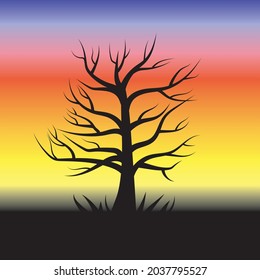 Sunset vector illustration for print on fabric, wall mat