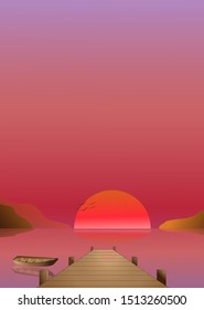 sunset vector island beach summer 