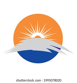 sunset vector logo design template