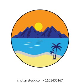 Sunset vector logo icon design template element