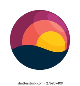 Sunset vector logo icon design template element