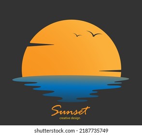 Sunset. Vector logo template for creative ideas.