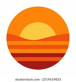 Vetor de pôr do sol no fundo branco