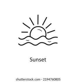 Sunset vector Outline Icon Design illustration. Nature Symbol on White background EPS 10 File