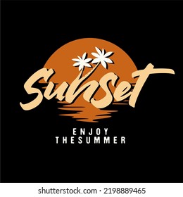 sunset vector typography for t-shirt. perfect for simple style