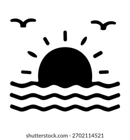 Icono de vibraciones de la puesta del sol o Ilustración vectorial aislada del símbolo de la muestra del logotipo - iconos negros del vector del estilo de la alta calidad