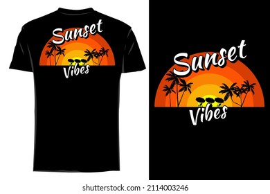 Sunset vibes silhouette t shirt mockup retro vintage
