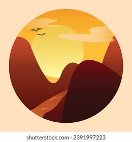 Sunset view Afternoon Illustration Vector