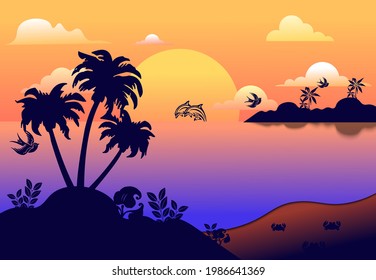 Sunset view at the beach background