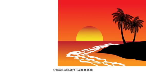 sunset view with a couple of palm trees