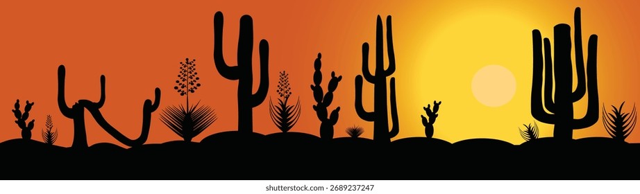 Vista del atardecer en la naturaleza seca, sombras de árboles al atardecer, ilustración de fondo