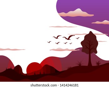 Sunset view at mountain illustration design