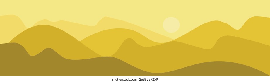 Sunset view on mountain range in nature, background illustration