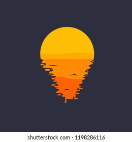 sunset view in sea. abstract vector