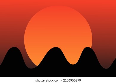 sunset view of the sun and mountains vector