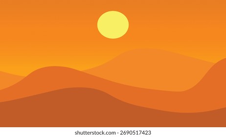 Puesta de sol, cielo amarillo, sombras, montañas, complejo, ilustración de fondo