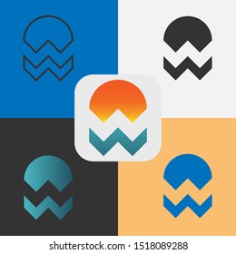 sunset W logo design. Universal elegant vector sign design. Graphic alphabet symbol for corporate business identity.