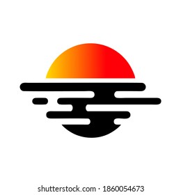 sunset Water Wave Vector Illustration Design template