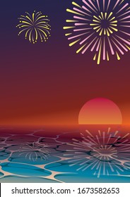 Sonnenuntergang, Feuerwerkskörper, Hintergrund