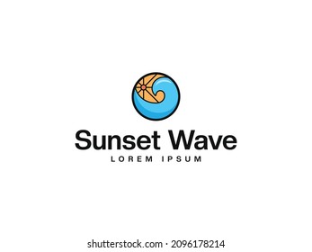 sunset wave logo design. logo template