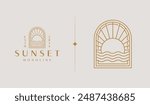 Sunset Wave Logo Template. Universal creative premium symbol. Vector illustration. Creative Minimal design template. Symbol for Corporate Business Identity