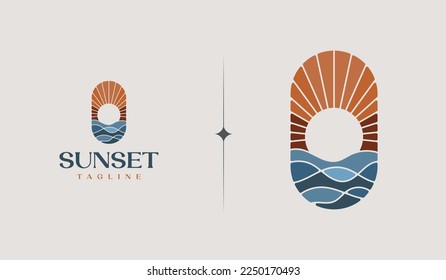Logo-Vorlage für Sunset Wave. Universal Creative Premium Symbol. Vektorgrafik. Kreative minimale Design-Vorlage. Symbol für die Unternehmensidentität