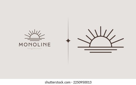 Sunset Wave Logo Template. Universal creative premium symbol. Vector illustration. Creative Minimal design template. Symbol for Corporate Business Identity