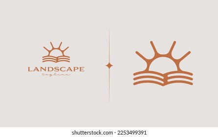 Sunset Wave Logo Template. Universal creative premium symbol. Vector illustration. Creative Minimal design template. Symbol for Corporate Business Identity