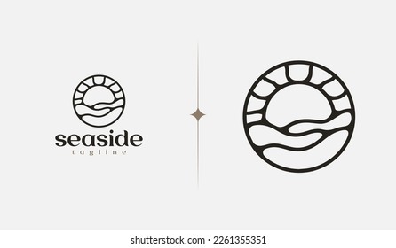 Sunset Wave Logo Template. Universal creative premium symbol. Vector illustration. Creative Minimal design template. Symbol for Corporate Business Identity