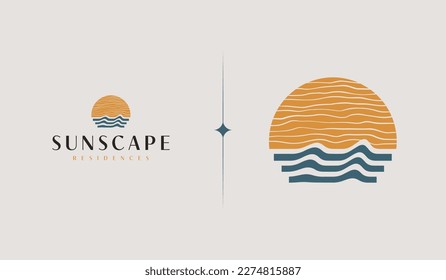 Sunset wave Logo Template. Universal creative premium symbol. Vector illustration