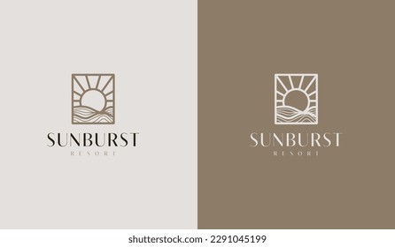 Sunset wave Logo Template. Universal creative premium symbol. Vector illustration