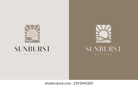 Sunset wave Logo Template. Universal creative premium symbol. Vector illustration