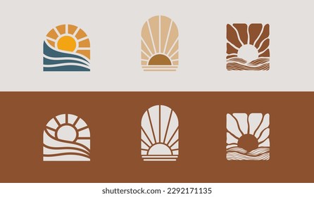 Sunset wave Logo Template. Universal creative premium symbol. Vector illustration