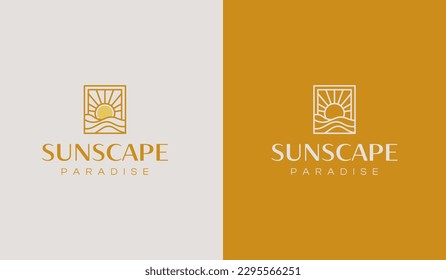Sunset wave Logo Template. Universal creative premium symbol. Vector illustration