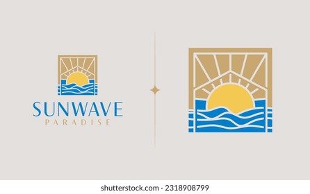 Sunset wave Logo Template. Universal creative premium symbol. Vector illustration