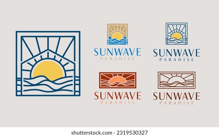 Sunset wave Logo Template. Universal creative premium symbol. Vector illustration