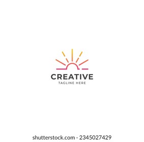 Sunset Wave Logo Template. Universal creative premium symbol. Vector illustration. Creative Minimal design template. Symbol for Corporate Business Identity. Sunrise logo